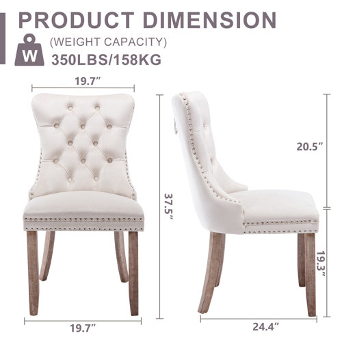 Inbox Zero Velvet Dining Chairs, Upholstered Highend Tufted Dining